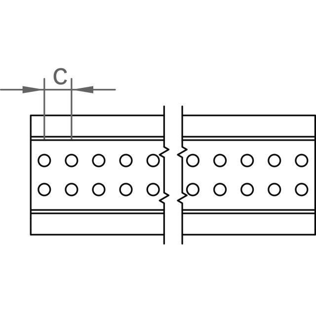 Novotegra - Kort C-skena - C47 med EPDM - 385 mm