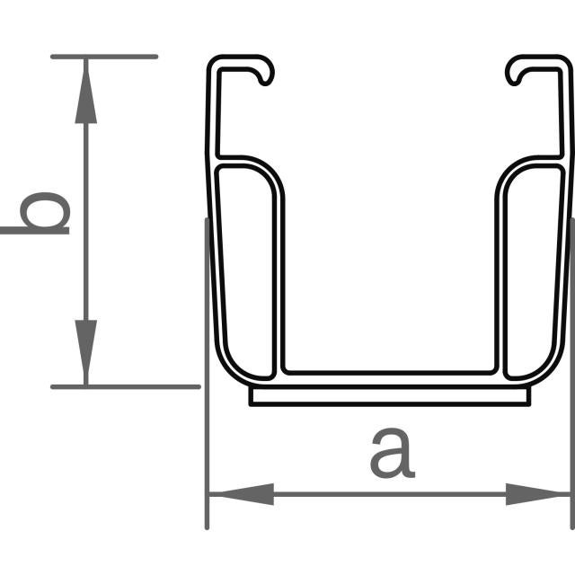 Novotegra - Kort C-skena - C47 med EPDM - 385 mm