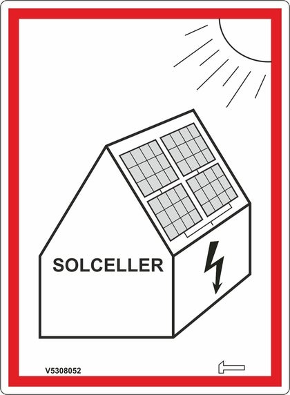 Dekal - Solcellsanläggning 110 x 150 mm, röd ram