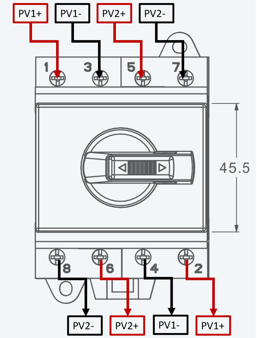 ZJBENY - DC Säkerhetsbrytare/Frånskiljare 1000V - 13A - 2 Strängar - 4 PolerDIN