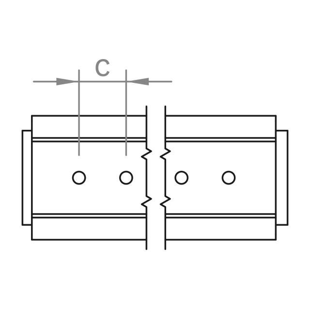 Novotegra - Kort C-skena - C33. R39,4 med EPDM - 125 mm