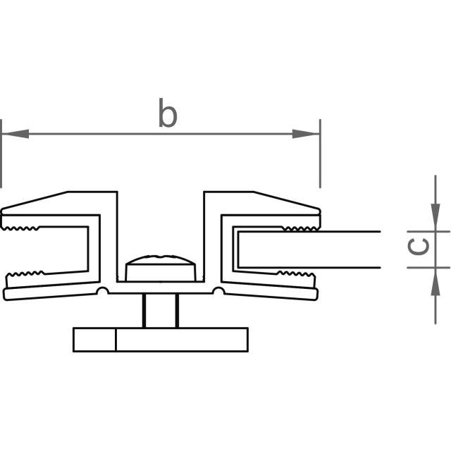 Novotegra - Mittklämma 6,8 - 6,9 mm för ramlös panel och N-skena