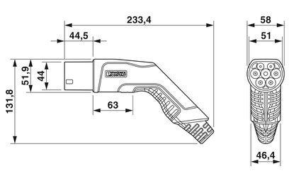 Phoenix Contact - Laddkabel T2-T2 3-Fas 7,5 m